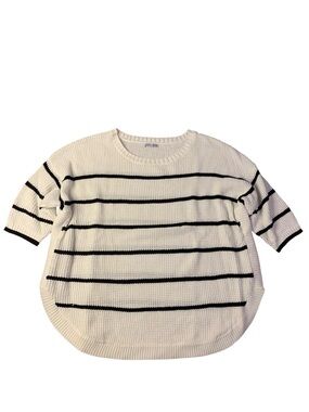 Dex Plus 3X Striped Knit Sweater White Black Cotton Blend Tunic